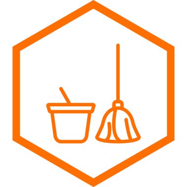 Süpürge simgesi, vektör illüstrasyonu