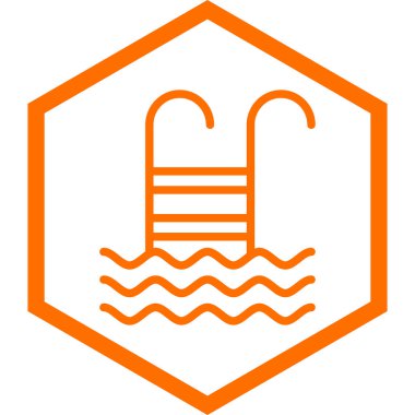 Yüzme havuzu ikonu. Web için su vektörü sembolünün özet çizimi