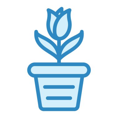 Çiçek saksısı ikon vektörü. Taslak bitki işareti. izole edilmiş sınır sembolü çizimi