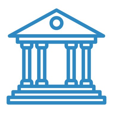 Banka binası ikonu. Web için adliye vektör simgelerinin özet çizimi