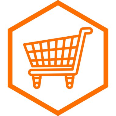 Alışveriş arabası ikonu. beyaz arkaplanda turuncu çizimler