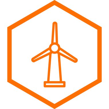 Rüzgâr türbini simgesi düz. Beyaz arka planda enerji vektör illüstrasyonu. Web sitesi için yel değirmeni sembolü