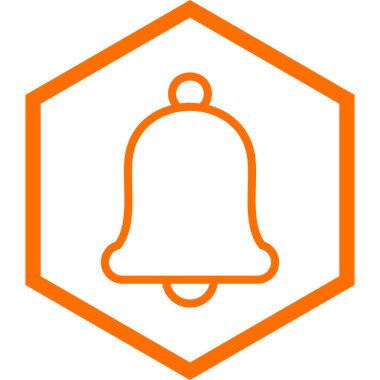 Turuncu çan simgesi beyaz arkaplanda izole edildi. Renkli tasarım. vektör illüstrasyonu