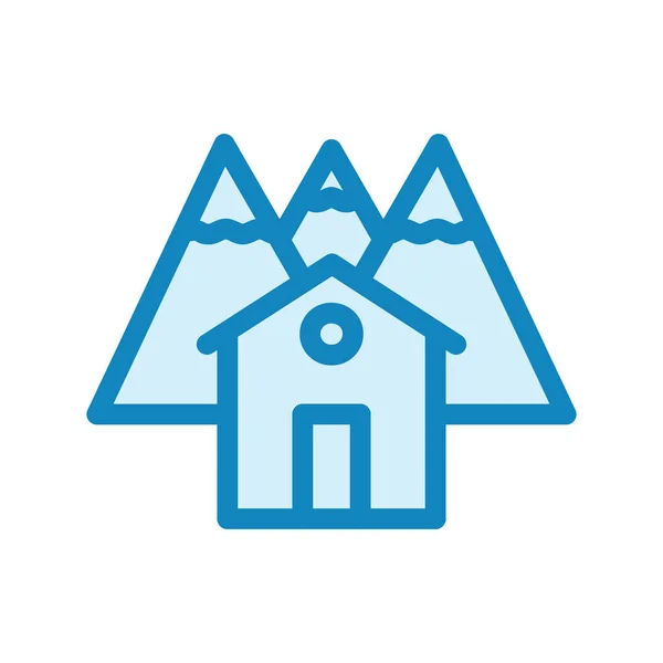 Mountain House Icono Web Ilustración Simple — Vector de stock