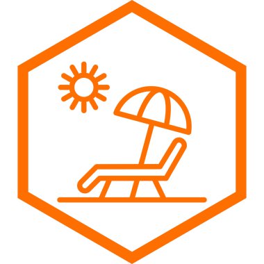 Plaj sandalyesi ikonu. Web için güneş paneli vektör simgelerinin özet çizimi