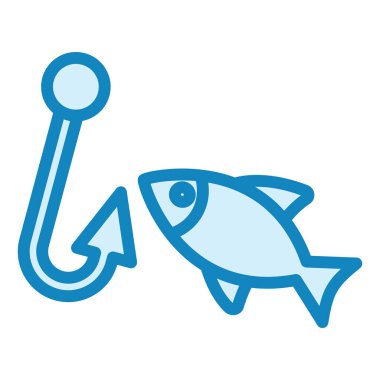 Modern simge vektör illüstrasyonunda balık tutmak 