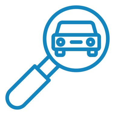 Büyüteçle araba araması, vektör illüstrasyonu