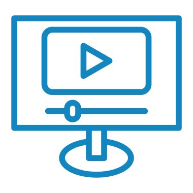 Video oynatıcı simge vektörü. İnce çizgi işareti. izole edilmiş sınır sembolü çizimi