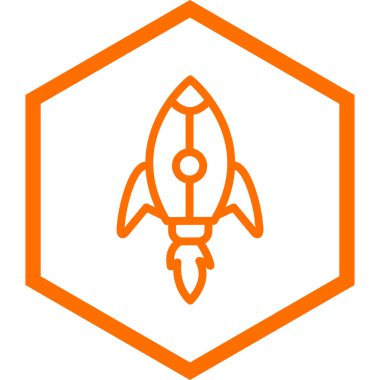 Roket. Web simgesi basit illüstrasyon