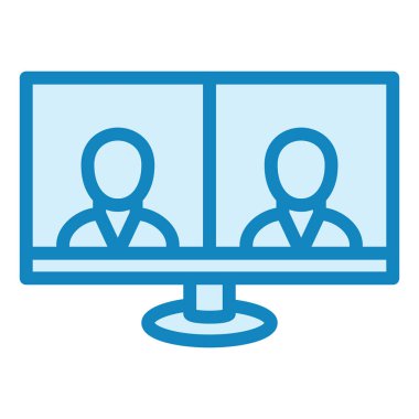 Çevrimiçi Toplantı. Web simgesi basit illüstrasyon