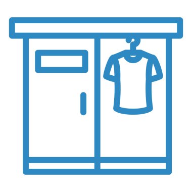 Soyunma odası vektörü ince çizgi simgesi