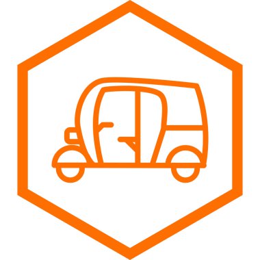 turuncu çizgili araba simgesi beyaz arkaplanda izole edildi. vektör illüstrasyonu