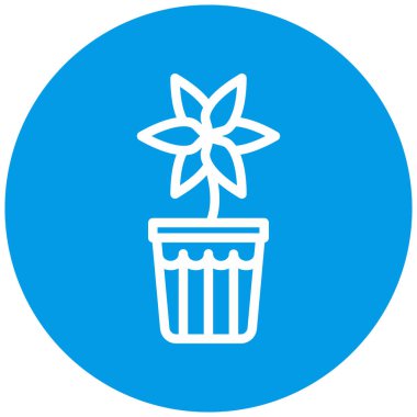 Saksı simgesindeki bitkinin vektör illüstrasyonu