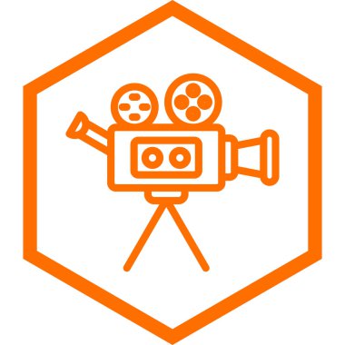 Film kamerası ikonu. Sinema sembolü düz tasarım biçimi.