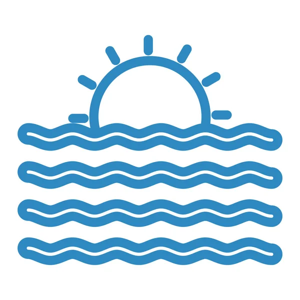 Sea Beach Icon Outline Illustration Sun Vector Symbol Web — ストックベクタ