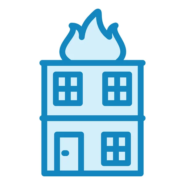 Edificio Fuego Icono Web Ilustración Simple — Vector de stock