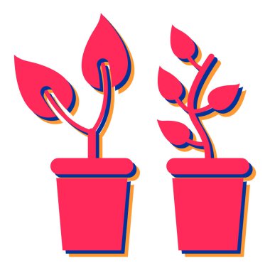 Çiçek saksısı ikon vektör illüstrasyon tasarımlı bitki