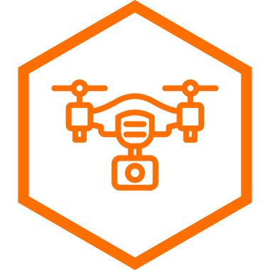 İHA vektör simgesi. bicolor düz sembol, turuncu ve gri renkler, yuvarlak açılar, beyaz arkaplan