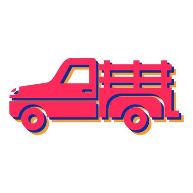 Araç ikonu. Beyaz arkaplanda izole edilmiş web tasarımı için retro pikap vektör simgelerinin basit çizimi