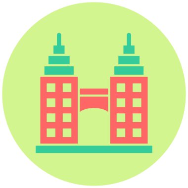 Petronas İkizi. Web simgesi basit illüstrasyon