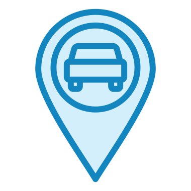 Araba konumu rozeti, harita simgesi simgesi. vektör illüstrasyonu