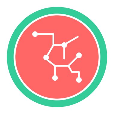 Molekül yapısı vektör simgesi. biçim iki renkli düz sembol, yumuşak mavi renkler, yuvarlak açılar, beyaz arkaplan