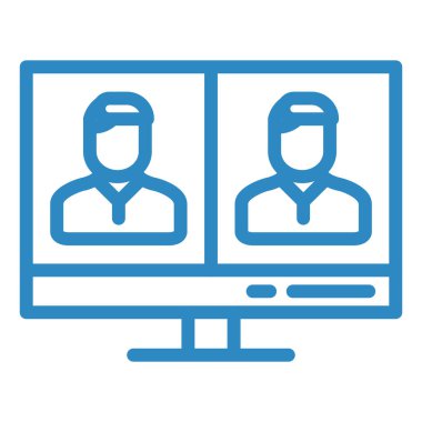 Çevrimiçi Toplantı. Web simgesi basit illüstrasyon