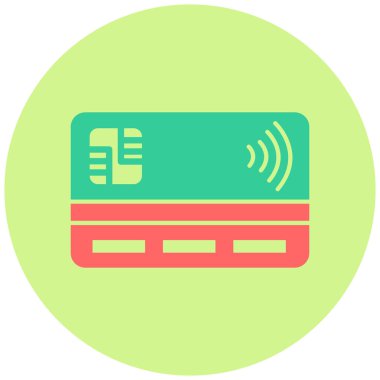 Kredi kartı düz simgesi, vektör illüstrasyonu 