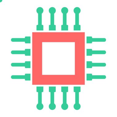 İşlemci vektörü düz renk simgesi