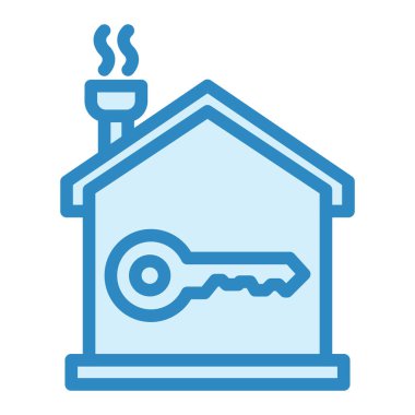 ev anahtarı ikon vektörü. Basit düz tabela. renkli resimli resim çizimi