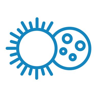 Güneş ikonu vektörü. İnce çizgi işareti. İzole edilmiş kontür sembolü gösterimi