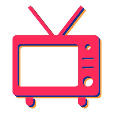 Retro televizyon ikonu. Web için eski televizyon vektör simgelerinin karikatür çizimi