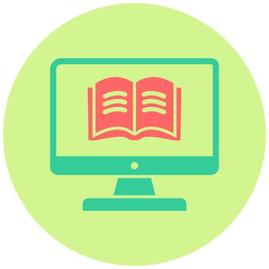 E-öğrenme. Web simgesi basit illüstrasyon