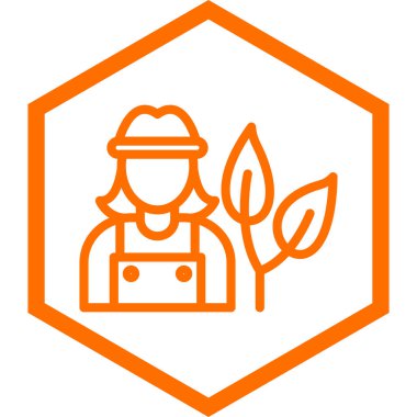 Bitki çizgisi simgesi olan çiftçi, vektör illüstrasyonu