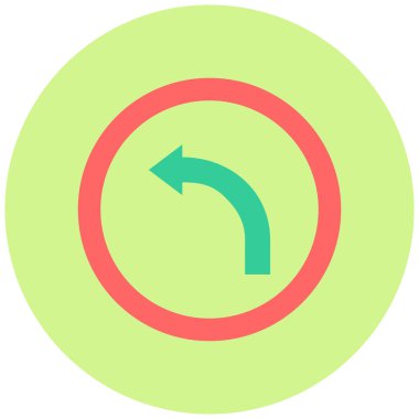 Eğri Sola. Web simgesi basit tasarım