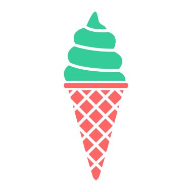 Dondurma konisi ikonu. Web için gözlemeli dondurma vektör sembolünün düz çizimi