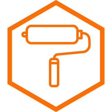 Beyaz arkaplanda izole edilmiş boya silindiri simgesi. Vektör illüstrasyonu