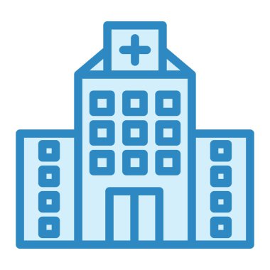 Hastane binası ikonu. Tıbbi klinik vektör illüstrasyonunu özetle.