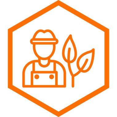 Bitkisi olan çiftçi, vektör çizimi