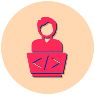 Dizüstü bilgisayarı olan kişi, vektör illüstrasyonu