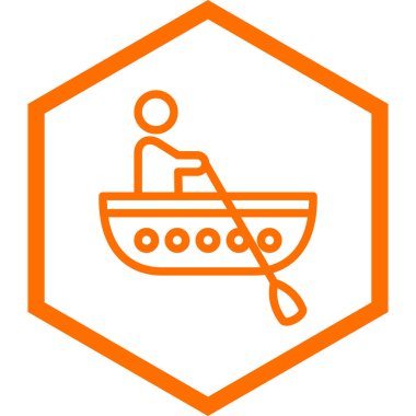 Teknedeki adamla izole edilmiş bir çizgi simgesi çizimi 