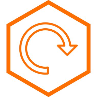 Vektör simgesini döndür. biçim düz sembol, sarı renk, yuvarlak açılar, beyaz arkaplan