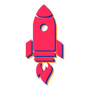 Roket ikonu. Düz dizayn. vektör illüstrasyonu.