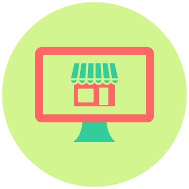 İnternetten alışveriş. Web simgesi basit illüstrasyon