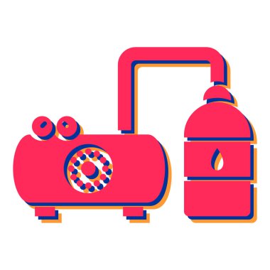 Kırmızı ateş ve gaz vektör illüstrasyonlu sıcak kahve ısıtıcısı