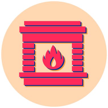 Şömine. Web simgesi basit illüstrasyon