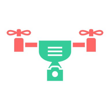 İHA vektör simgesi. Düz çizim. 10 saniye.