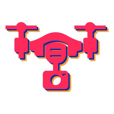 İHA kamera simgesi. Web tasarımı için kuadrokopter vektör sembolünün düz çizimi