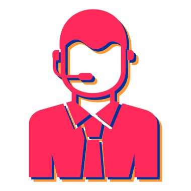 Beyaz arkaplan üzerinde kulaklık simgesi olan avatar, vektör illüstrasyonu