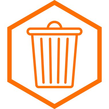 Çöp kutusu vektör simgesi. stil düz çizgi, yuvarlak açılar, beyaz arkaplan.